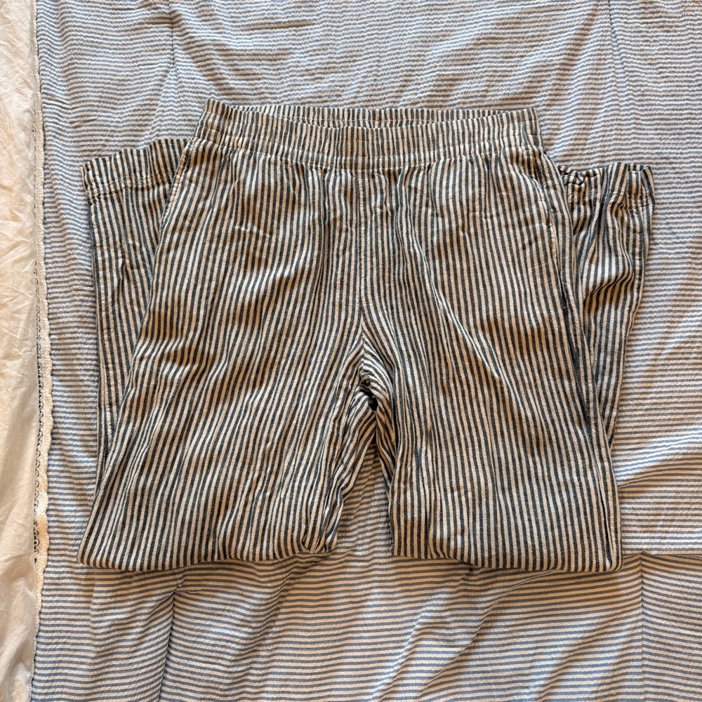 Striped linen Pants blue grey pants